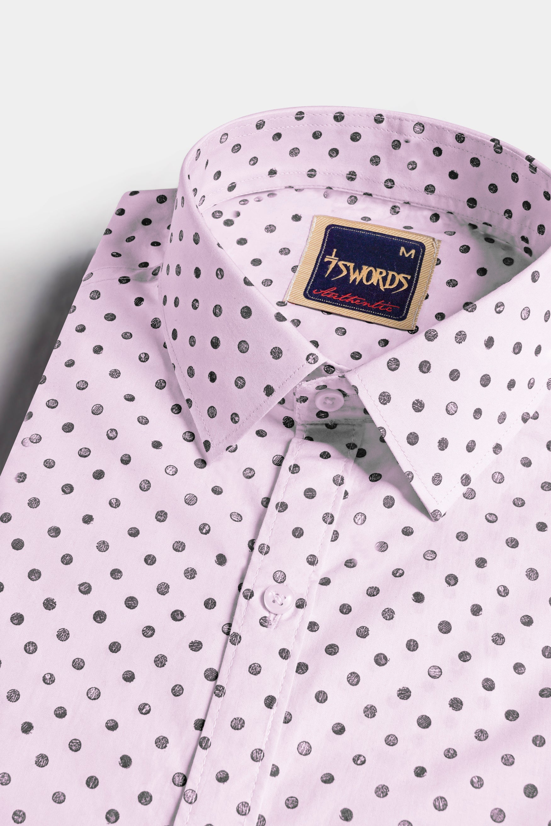 Cameo Lavender and Martini Gray Polka Dotted Premium Cotton Shirt