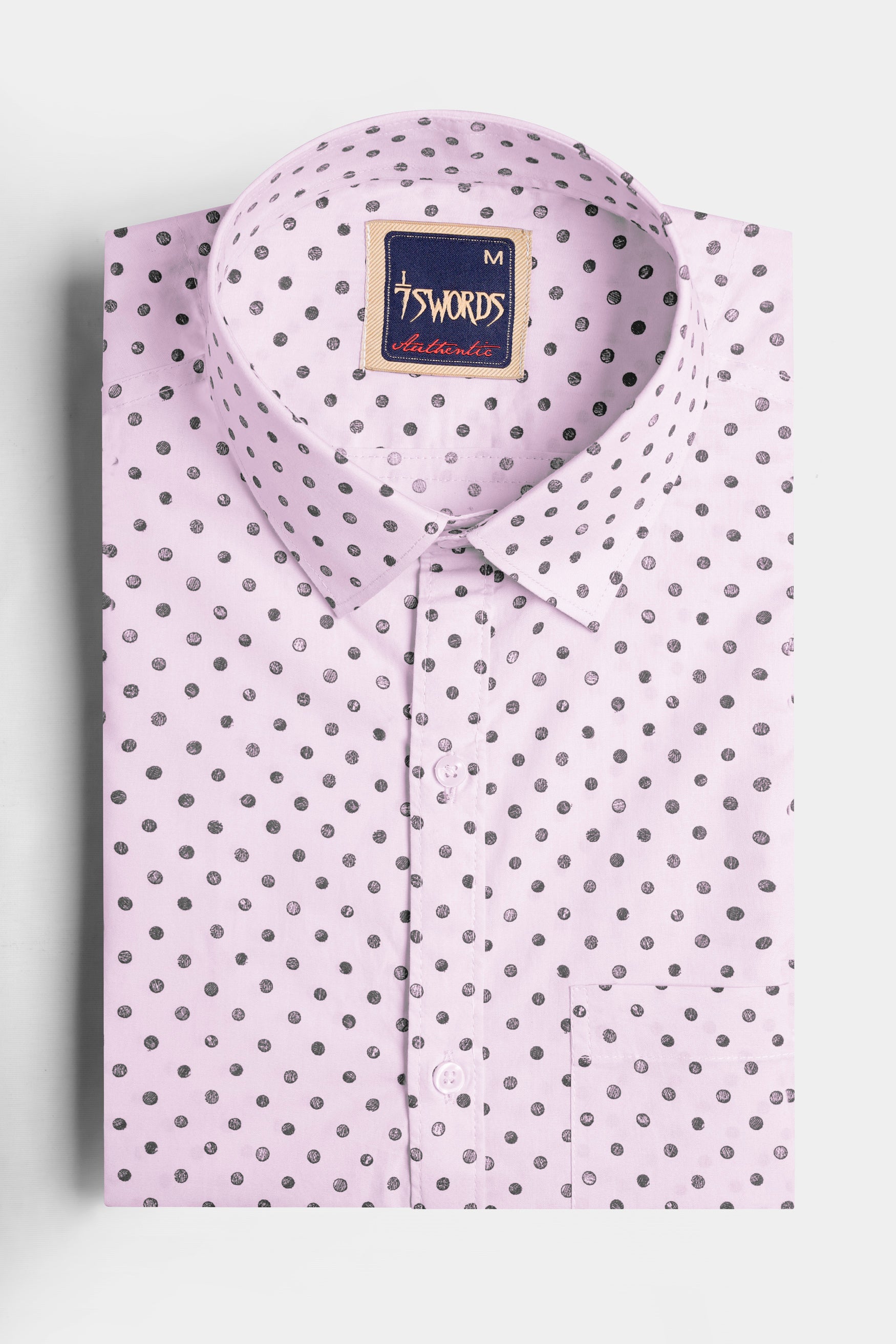 Cameo Lavender and Martini Gray Polka Dotted Premium Cotton Shirt