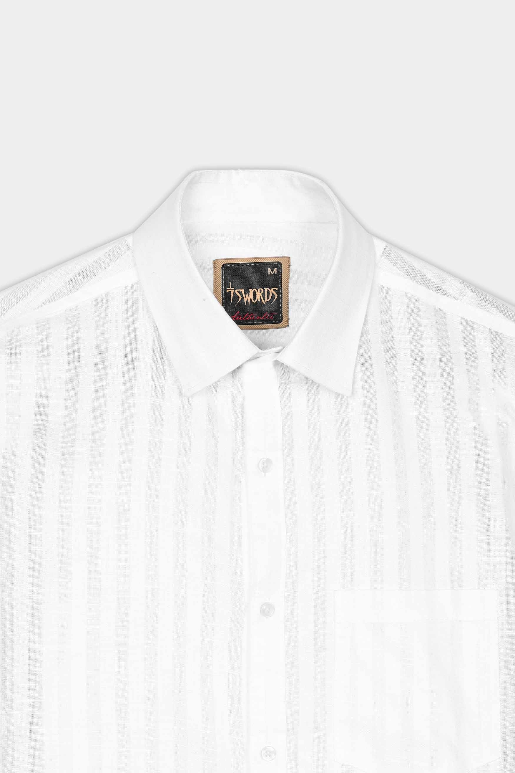 Bright White Striped Premium Cotton Shirt