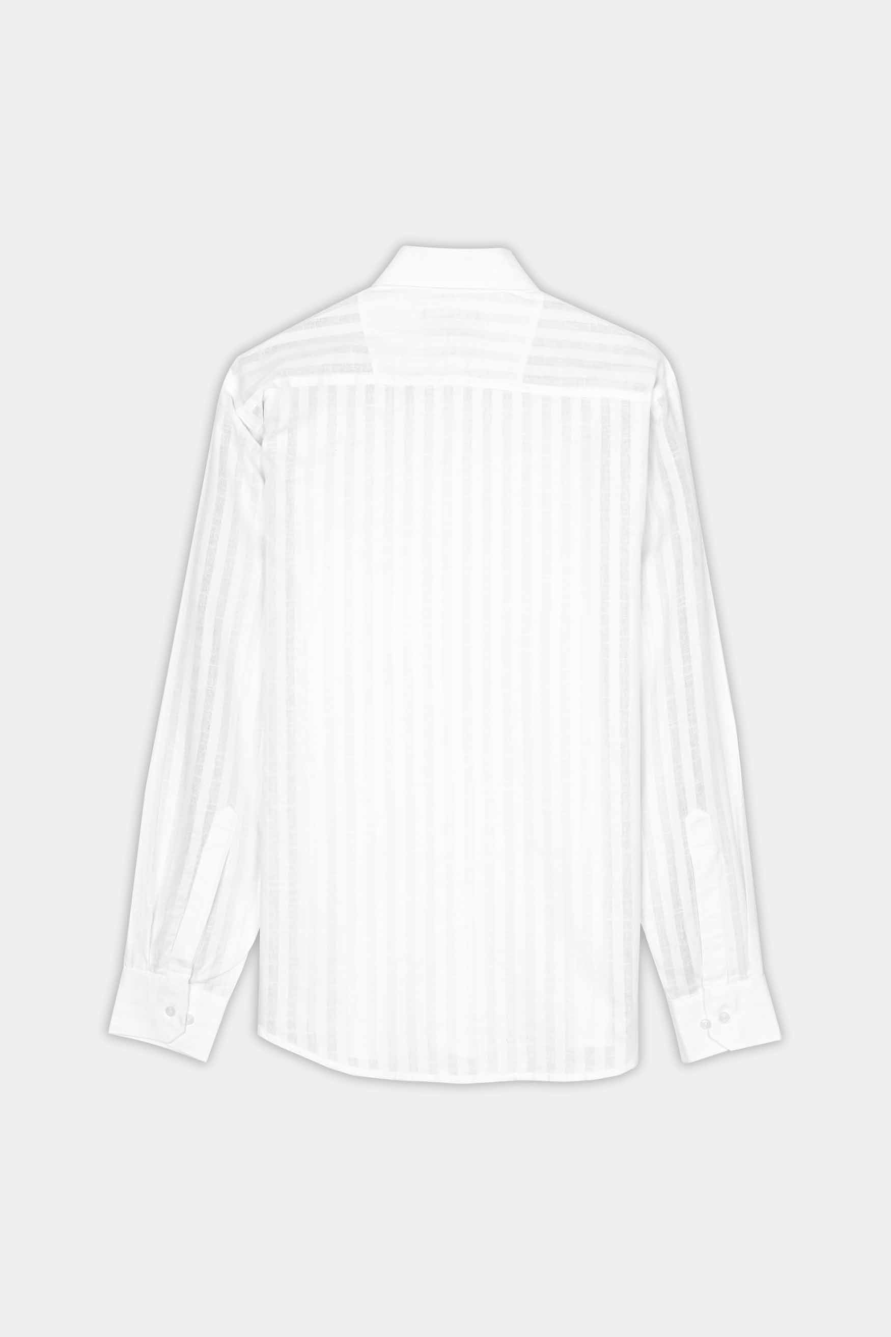 Bright White Striped Premium Cotton Shirt