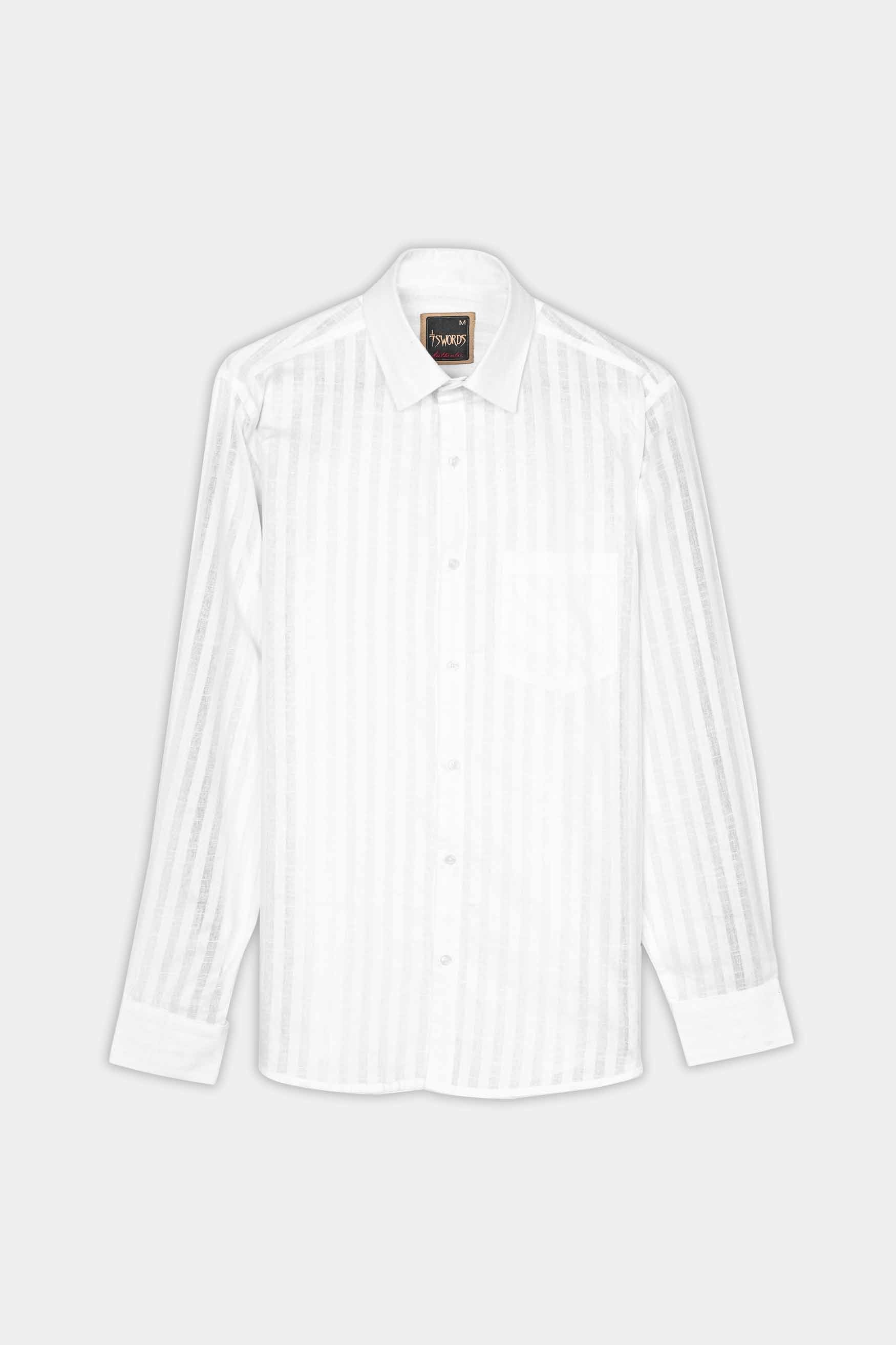 Bright White Striped Premium Cotton Shirt