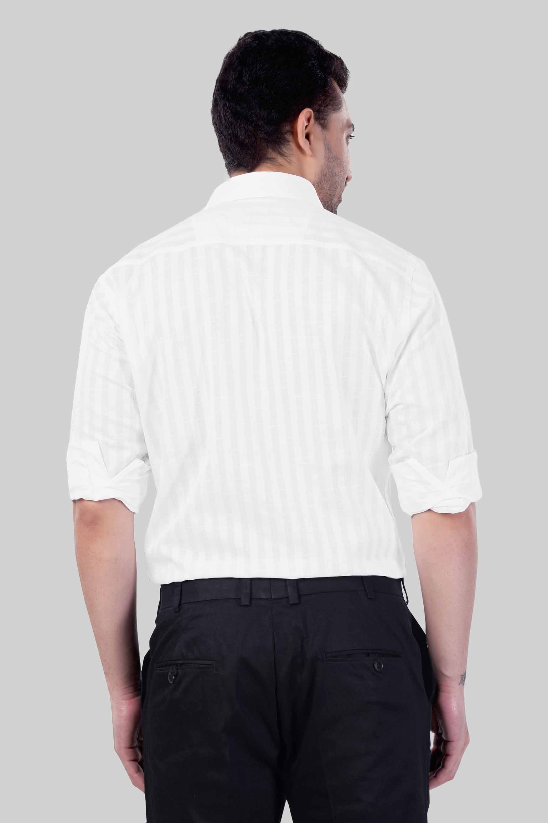 Bright White Striped Premium Cotton Shirt