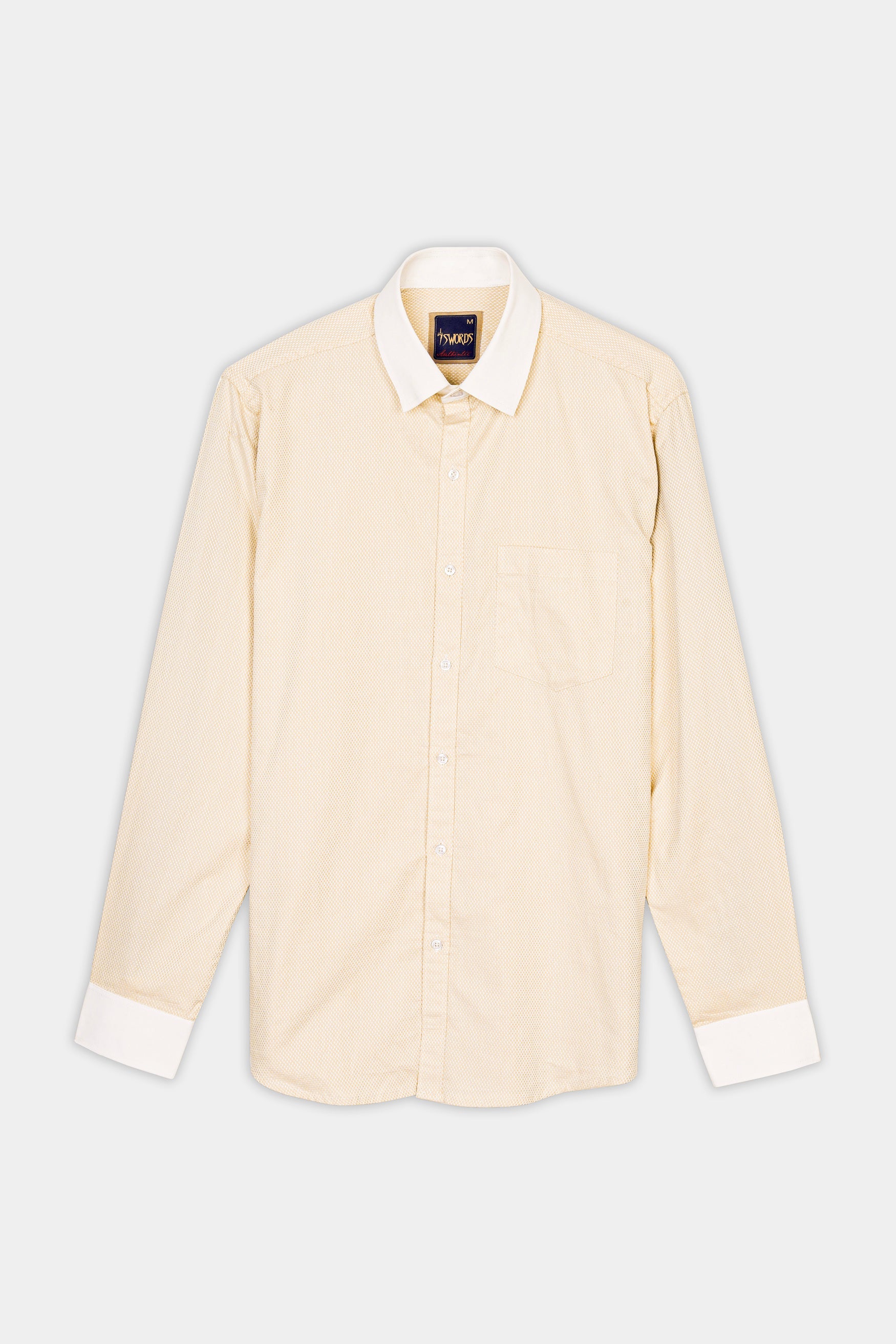 Desert Beige Premium Cotton Shirt with White Cuffs and Collar