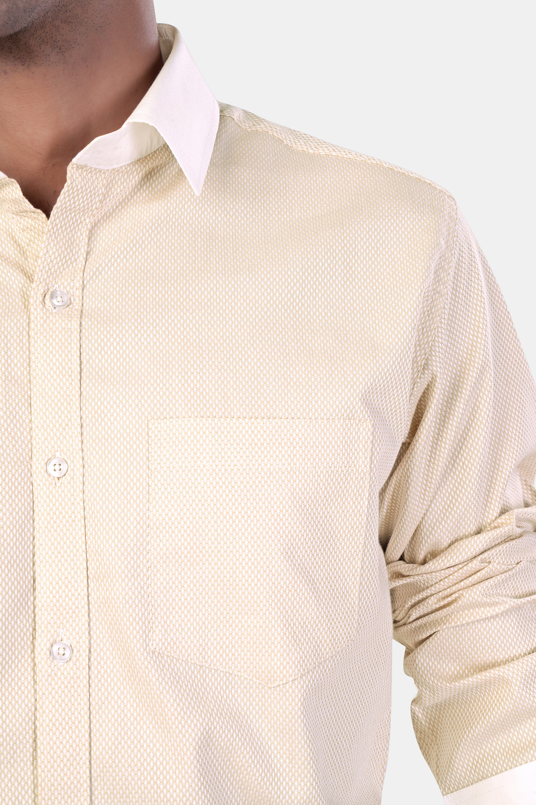 Desert Beige Premium Cotton Shirt with White Cuffs and Collar