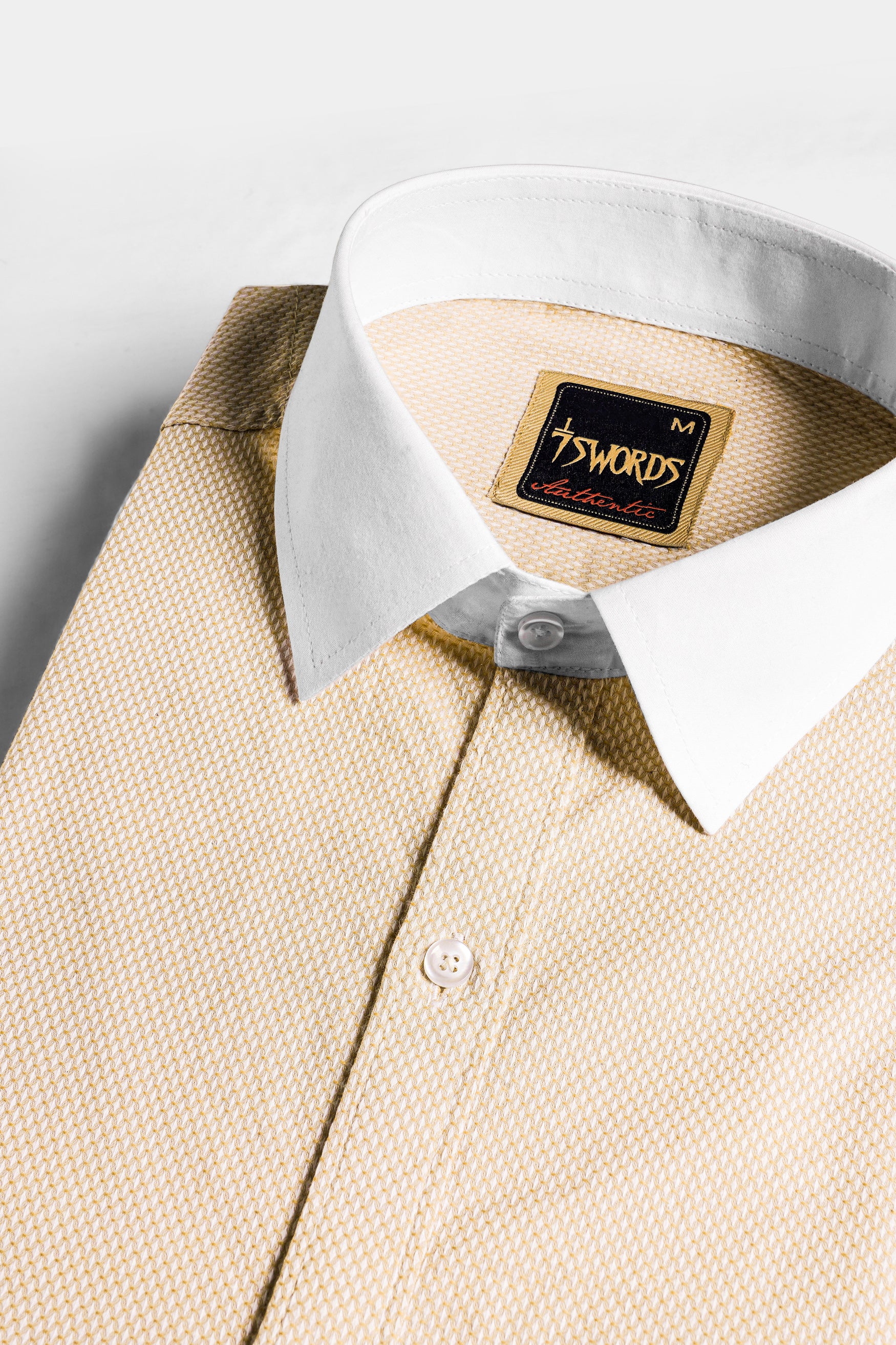 Desert Beige Premium Cotton Shirt with White Cuffs and Collar