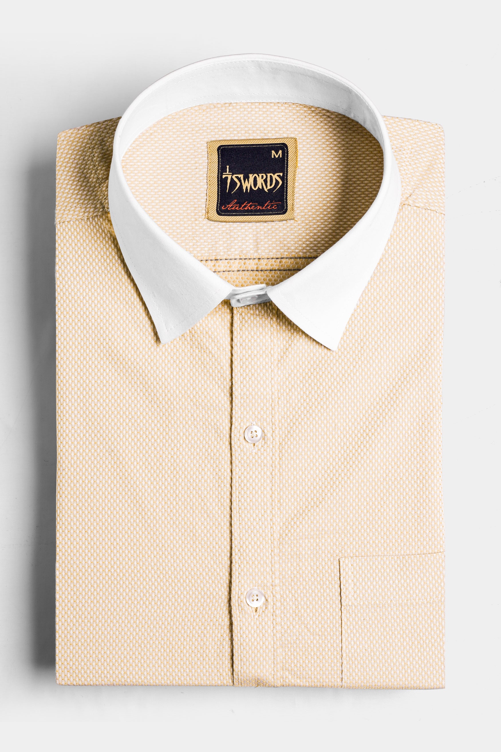 Desert Beige Premium Cotton Shirt with White Cuffs and Collar