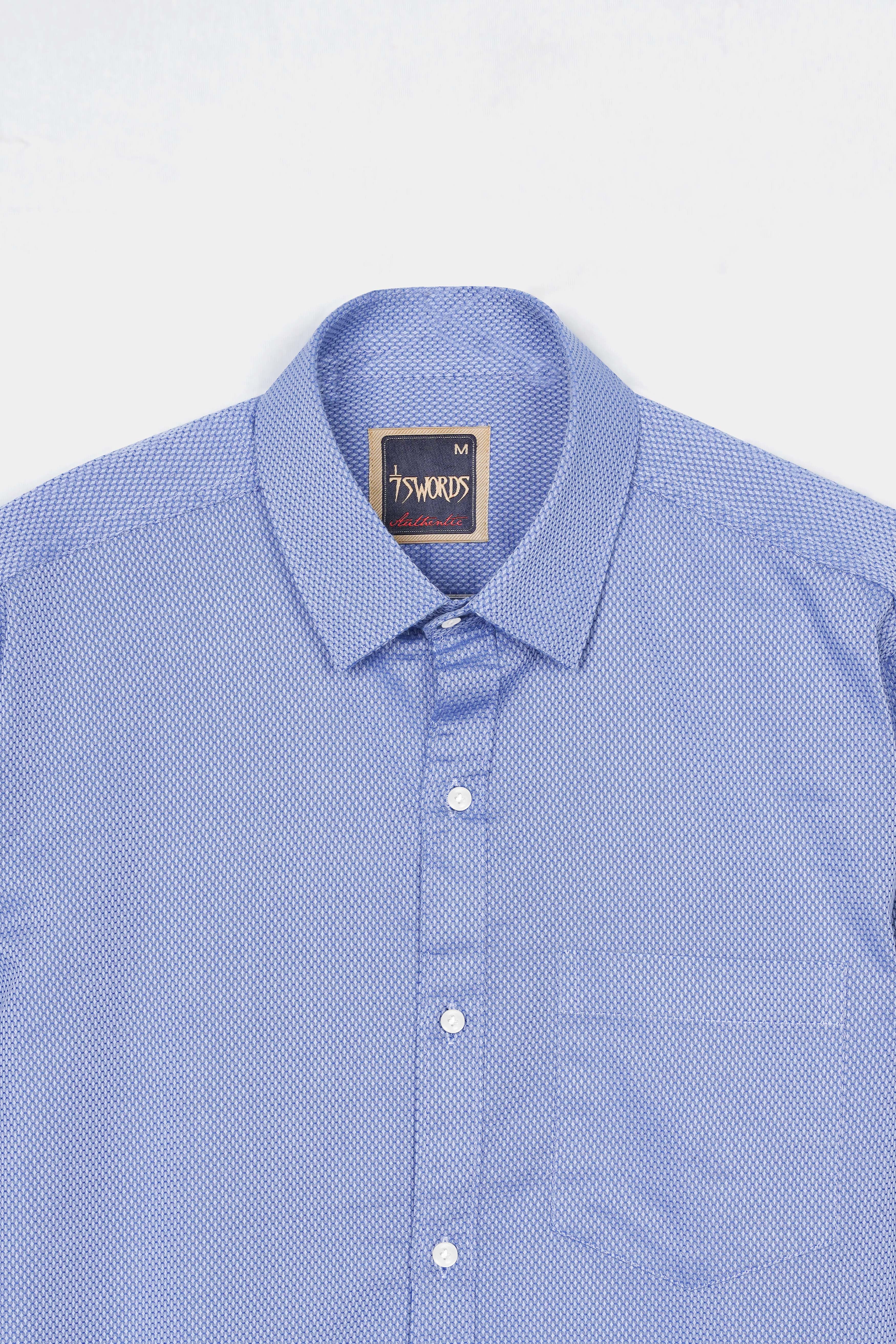 Faded Blue textured Premium Cotton Shirt