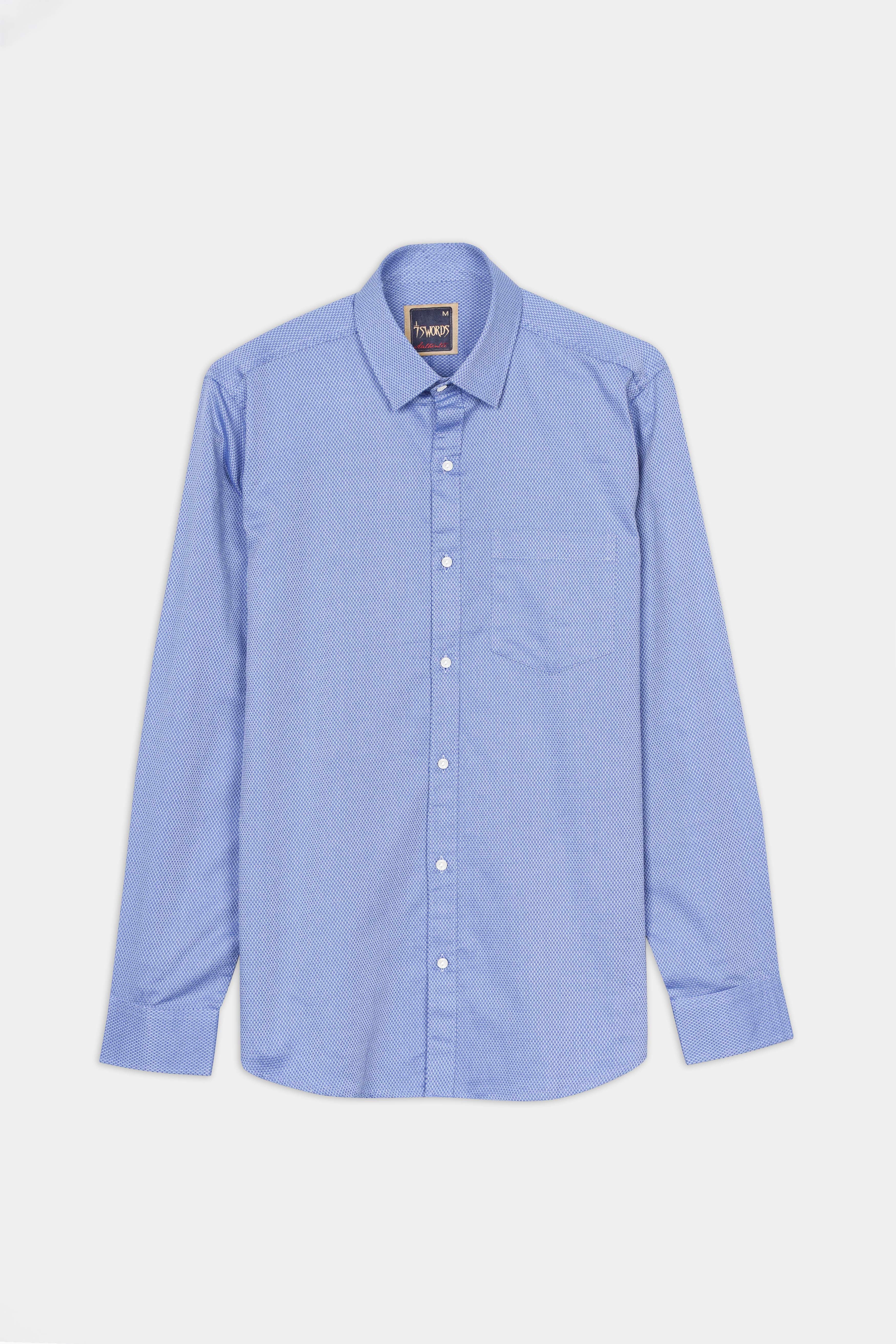 Faded Blue textured Premium Cotton Shirt