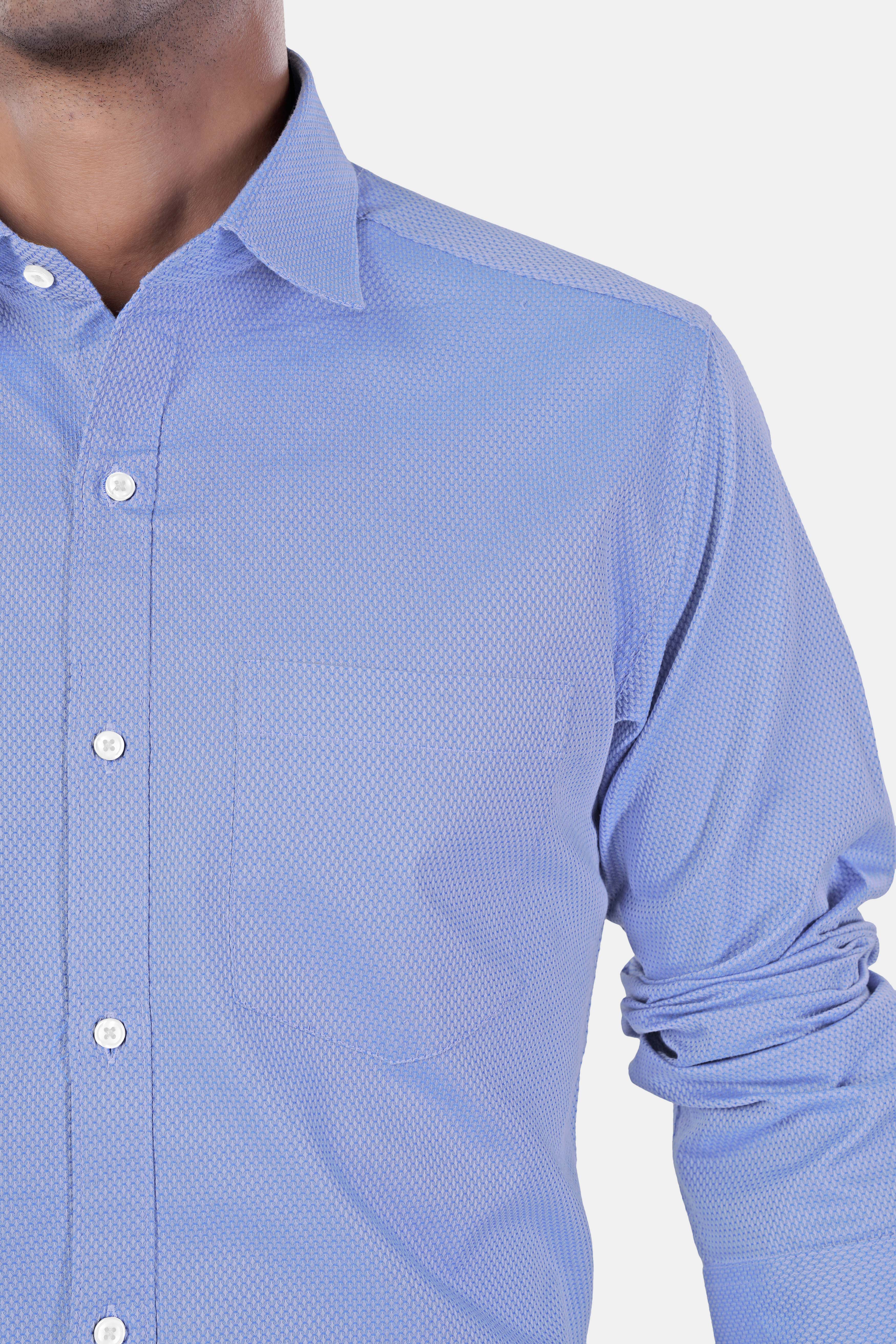 Faded Blue textured Premium Cotton Shirt