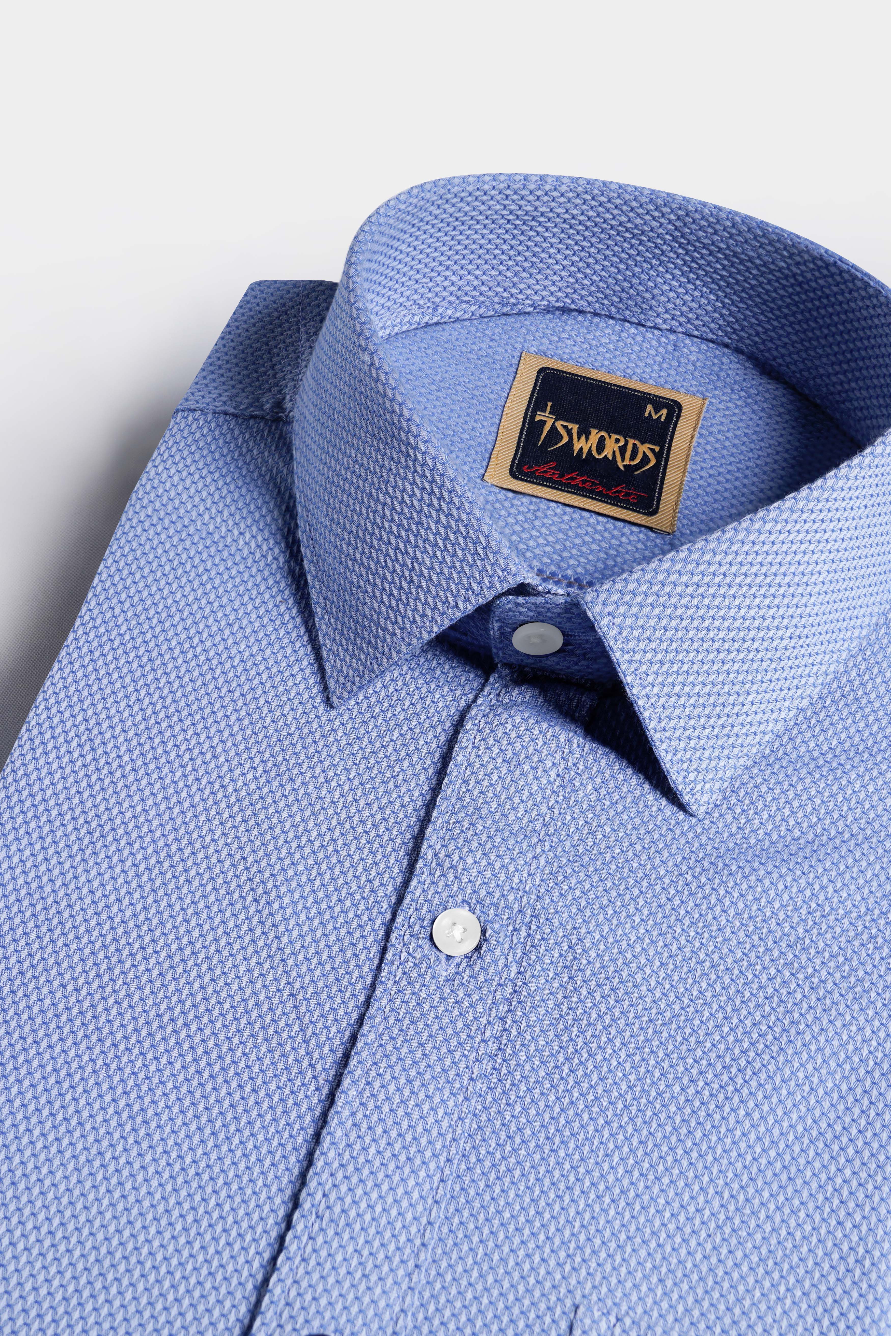 Faded Blue textured Premium Cotton Shirt