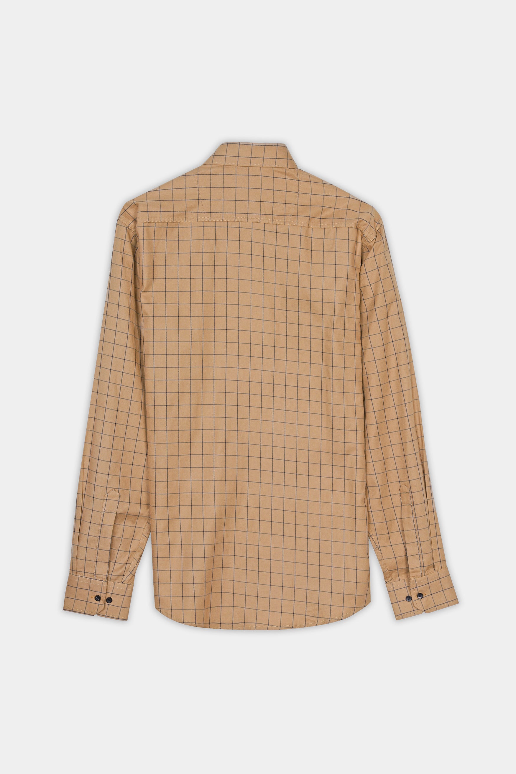 Tan Brown and Jade Black Windowpane Premium Cotton Shirt