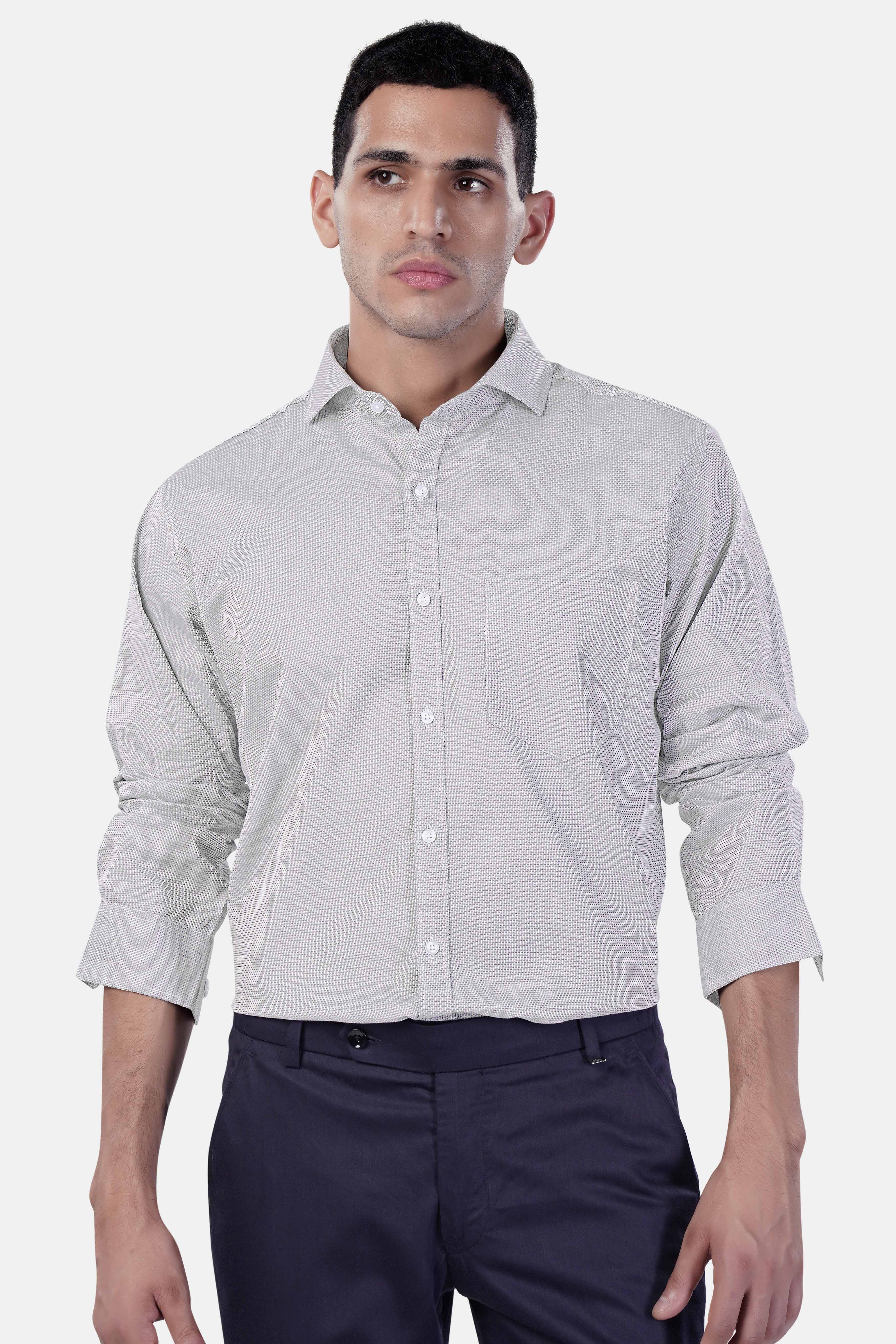 Ghost Gray textured Premium Cotton Shirt