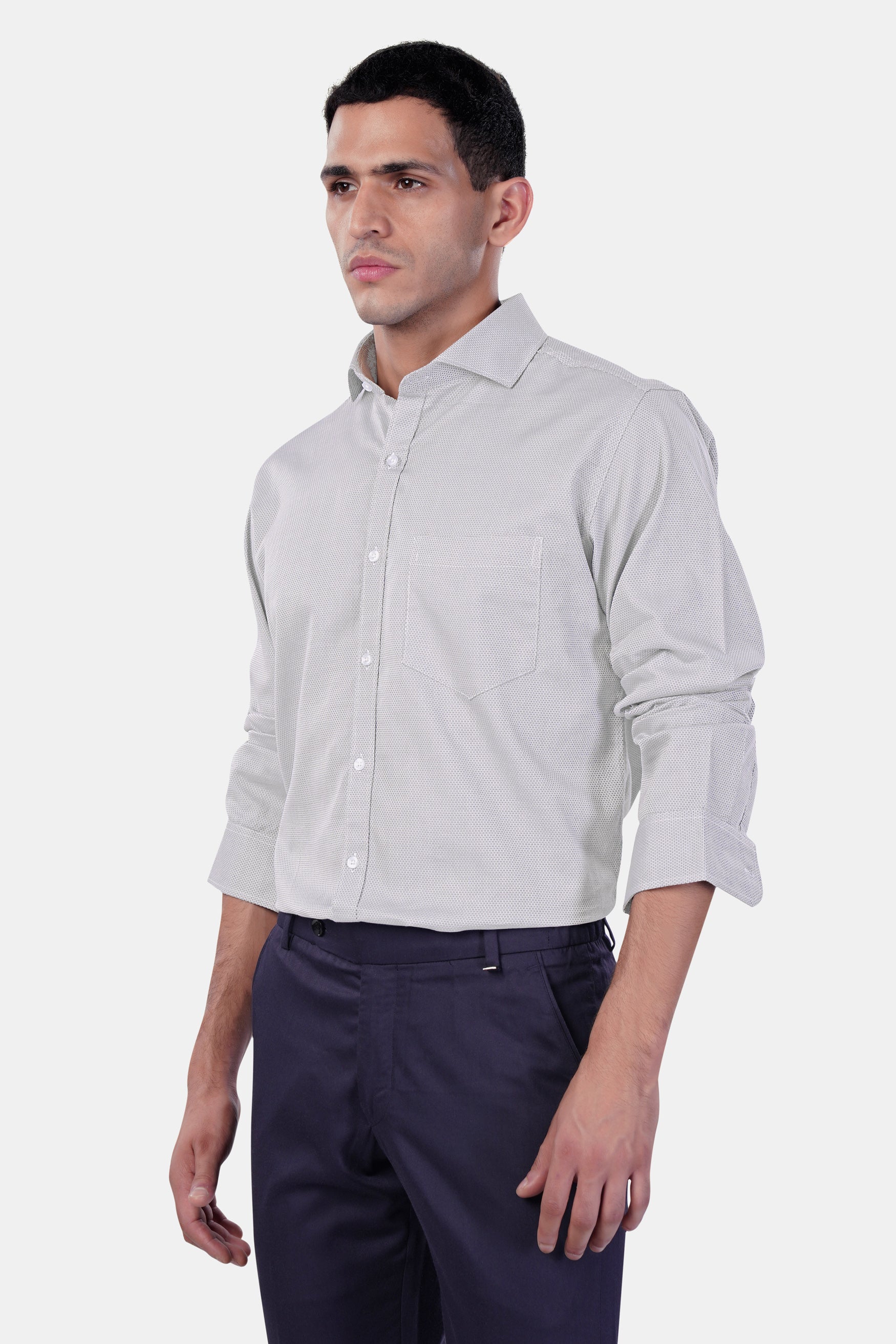 Ghost Gray textured Premium Cotton Shirt