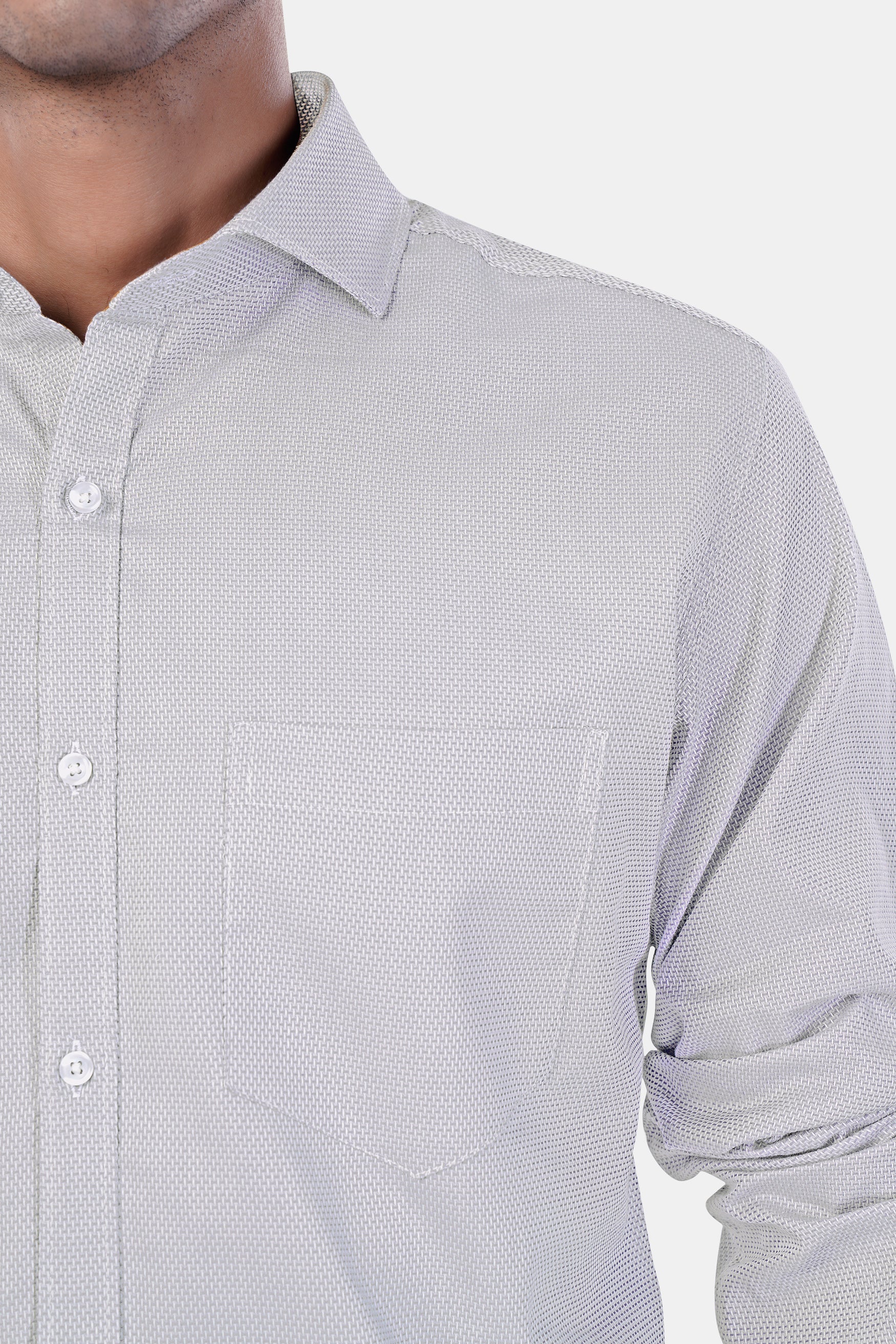 Ghost Gray textured Premium Cotton Shirt